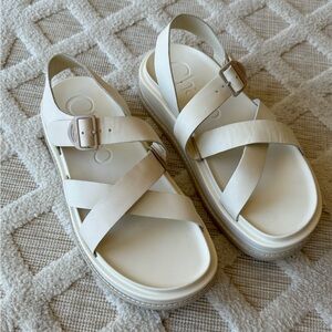 Chaco Townes Mid Form Angora Platform Sandals US Size 9 Beige Leather Upper